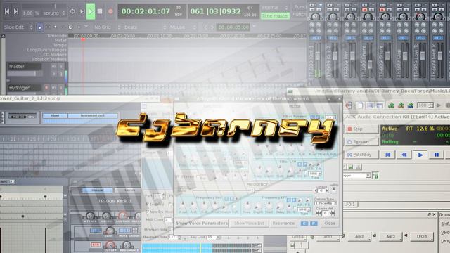 DJBarney Hydrogen/QMidiArp/Yoshimi/Ardour Mixing Desk Sync Test смотреть онлайн