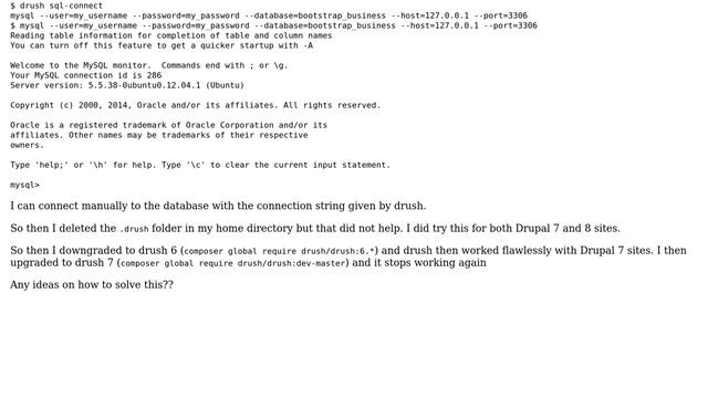 Drupal: Drush was not able to start (bootstrap) the Drupal database - MySQL Access denied error смотреть онлайн