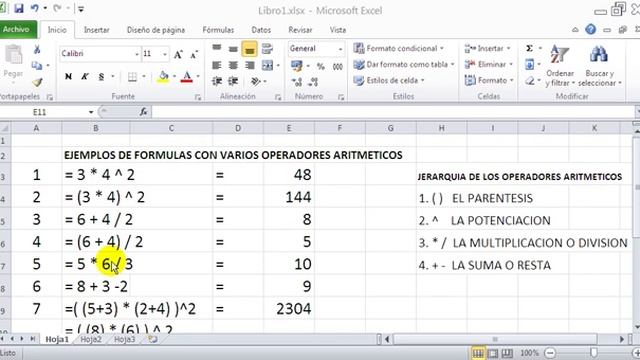 clase 5 Microsoft excel 2010 - Jerarquía de operaciones. смотреть онлайн
