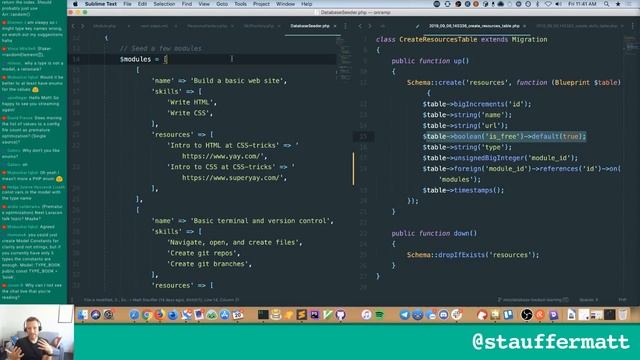 Modeling the domain of Onramp.dev in Eloquent - Building Onramp in Laravel, Matt Stauffer Livestrea смотреть онлайн