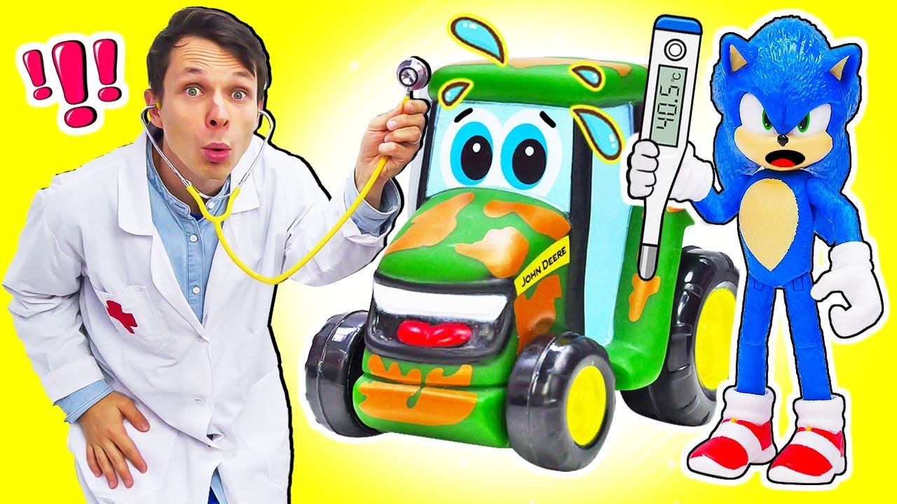Супер Соник на приеме у Доктора Ой – Трактор Джонни сломался – Видео для детей Мегаклиника смотреть онлайн