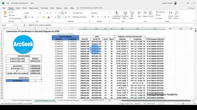 Convert Decimal Degrees Coordinates to UTM Coordinates using Excel смотреть онлайн