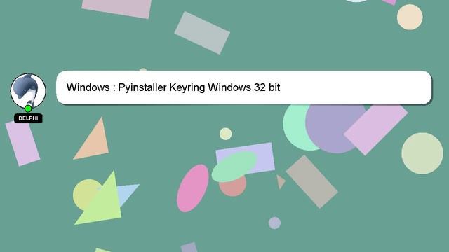 Windows : Pyinstaller Keyring Windows 32 bit смотреть онлайн