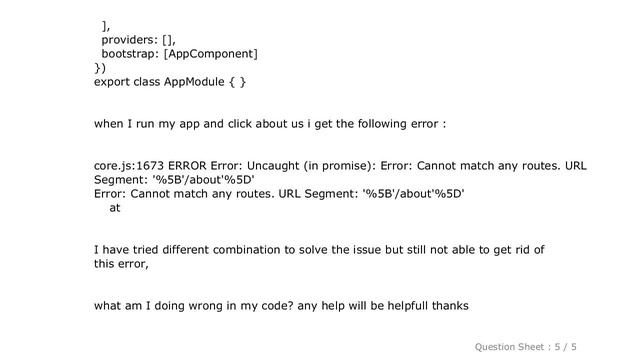 HTML : ERROR Error: Uncaught (in promise), Cannot match any routes. URL Segment смотреть онлайн