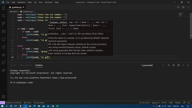Find the largest of three numbers entered by the user in Python | Code input explained in Hindi смотреть онлайн