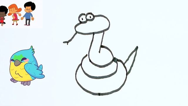 How to draw a snake easy step by step - Как нарисовать змею легко и просто детям смотреть онлайн