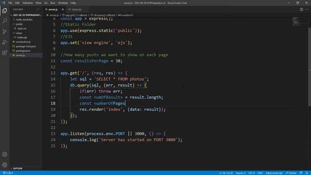 Server Side Pagination, Front End Implementation - NodeJS, MySQL & EJS смотреть онлайн