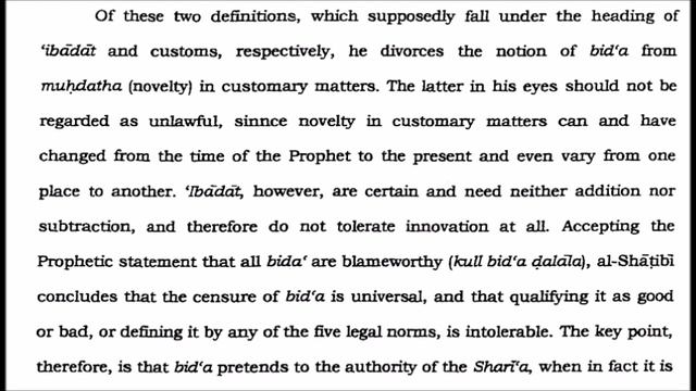 Slaying Sunna: Shāṭibī's Concept of Bida: in al-Itiṣām. Part 15, Chap 2, pps. 54-57. 5 Categories. смотреть онлайн