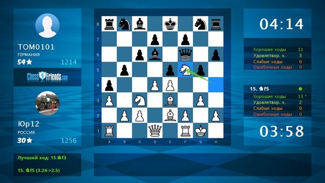 Анализ шахматной партии: Юр12 - TOM0101, 1-0 (по ChessFriends.com) смотреть онлайн