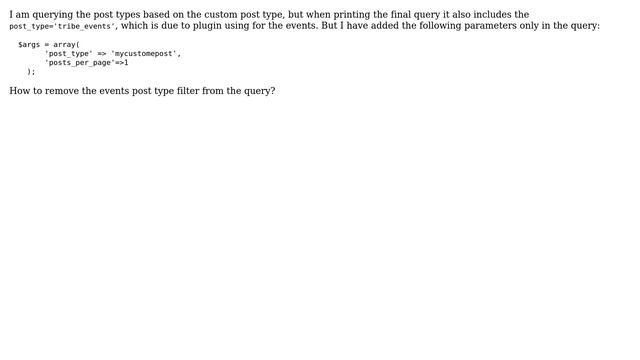 Wordpress: Remove post type filter added by the plugin in the final query смотреть онлайн