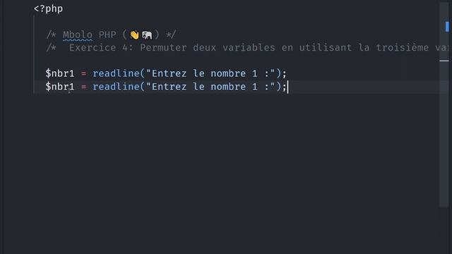 Exercice corrigé 4 : Permuter deux nombres (en utilisant la troisième variable) | Mbolo PHP смотреть онлайн