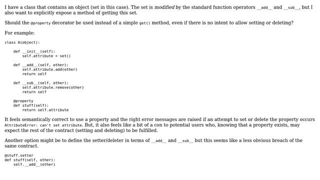 Software Engineering: Should a Python property decorator be used without a setter or deleter? смотреть онлайн
