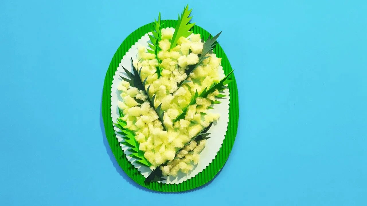 Поделка мимоза из губки и цветной бумаги. Поделки на 8 марта смотреть онлайн