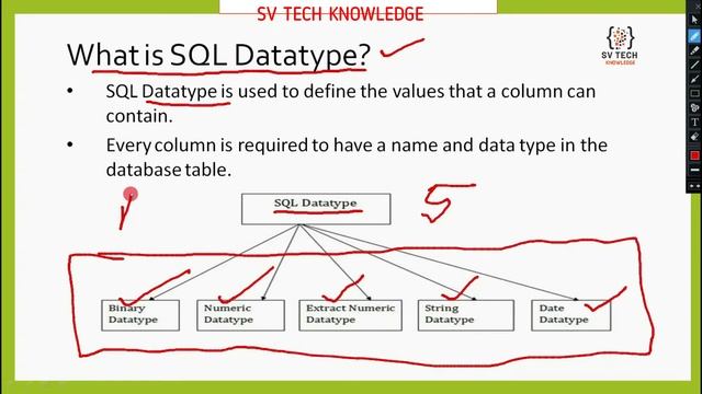 DATATYPES IN SQL | SQL DATATYPES || INTEGER | NUMBER | VARCHAR | DATETIME | DBMS | SQL | SV TECH смотреть онлайн
