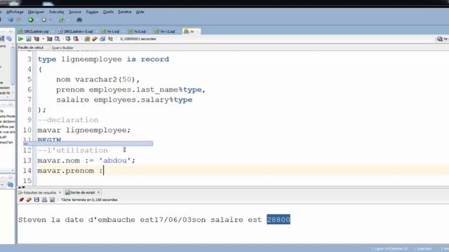 013 PLSQL Type Compose les Enregistrements utilisateur - Records user defined смотреть онлайн