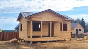 Небольшой одноэтажный дом из бруса 6 на 8 с террасой в Сыктывкаре от Центра Домостроения. План дома