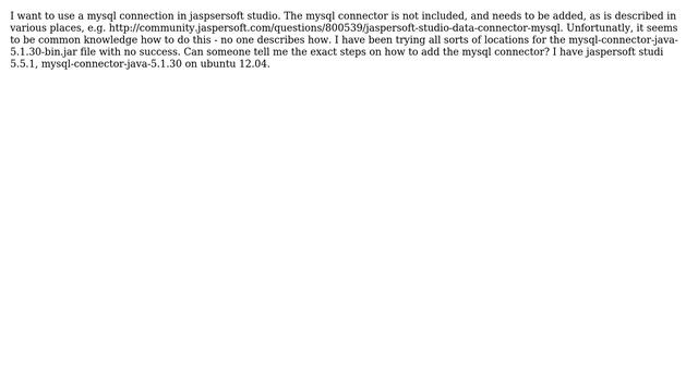 Add mysql connector support to jaspersoft studio смотреть онлайн