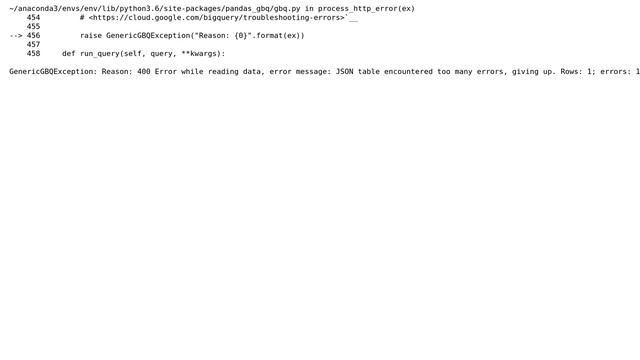 I use to_gbq on pandas for updating Google BigQuery and get GenericGBQException смотреть онлайн