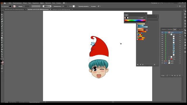 Anime Santa in Adobe Illustrator (Аниме Санта в Адоб иллюстраторе) смотреть онлайн