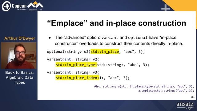 Back to Basics: Algebraic Data Types - Arthur O'Dwyer - CppCon 2020 смотреть онлайн