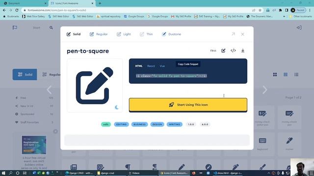 Django CRUD - with user authentication - adding font awesome icons part 3 смотреть онлайн