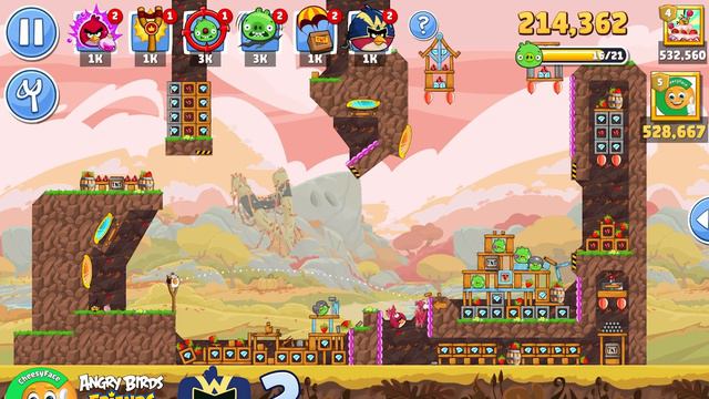 Level 2 - Three Stars Walkthrough NO POWER-UP Angry Birds Friends Tournament 1304 смотреть онлайн