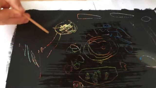 Гравюра "космос" из восковых мелков и краски смотреть онлайн