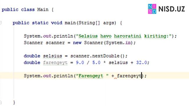 7 - Java dasturlash tilidan darslar Havo haroratini o`lchash mashqi смотреть онлайн