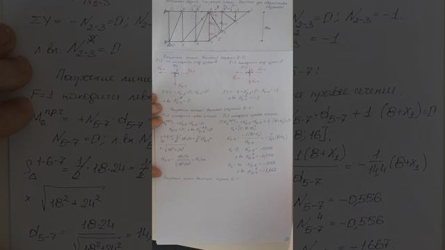 Консольная ферма. Построение линий влияния для обозначенных стержней смотреть онлайн