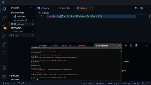 03 Primer ejemplo, Git Bash, git init, git status, git add, git commit смотреть онлайн