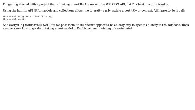 Wordpress: Updating Post Meta with Backbone and the REST API смотреть онлайн