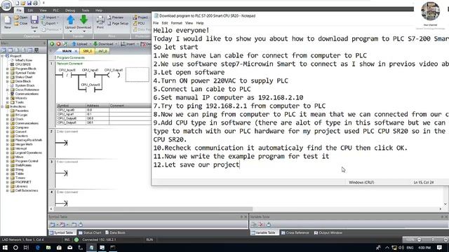 Siemens PLC S7-200 Smart CPU SR20 communication and download example program смотреть онлайн