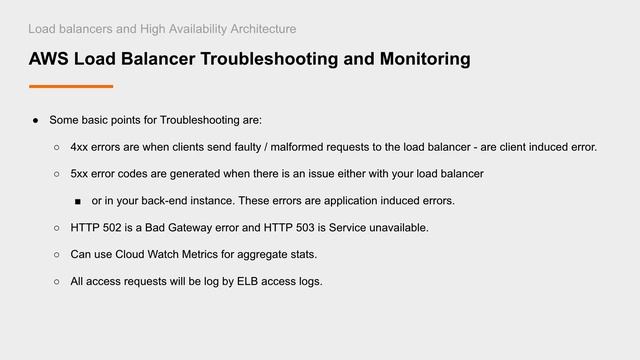AWS Certified Solutions Architect Associate (PT2) AWS Load Balancer Troubleshooting and Monitoring смотреть онлайн