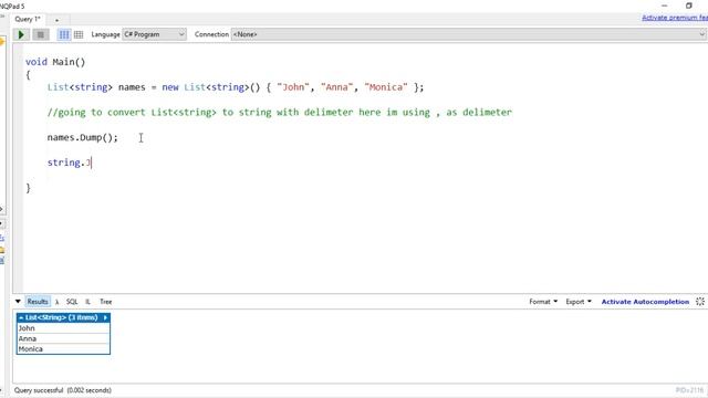 List type string to string with delimiter C# смотреть онлайн