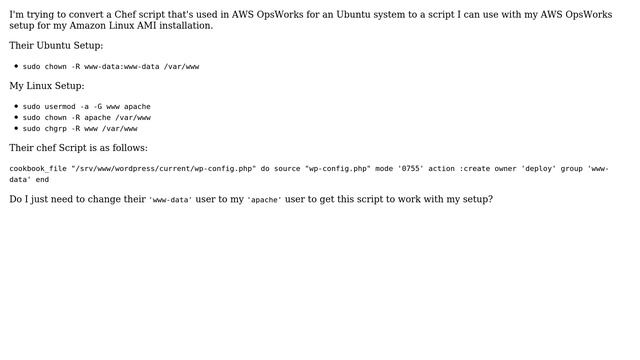 Unix & Linux: Is AWS AMI 'apache' equivalent to Ubuntu 'www-data'? смотреть онлайн