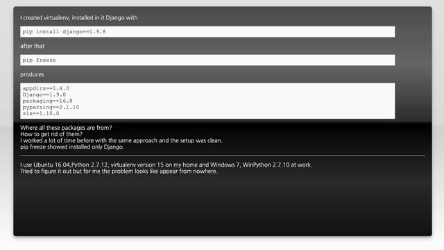 pip freeze shows appdirs, packaging, pyparsing, six installed смотреть онлайн