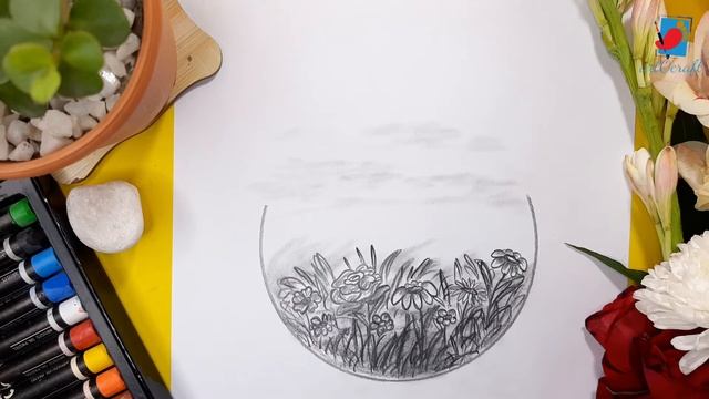 How to draw a girl standing in a garden - Pencil sketch scenery drawing / Landscape scenery смотреть онлайн