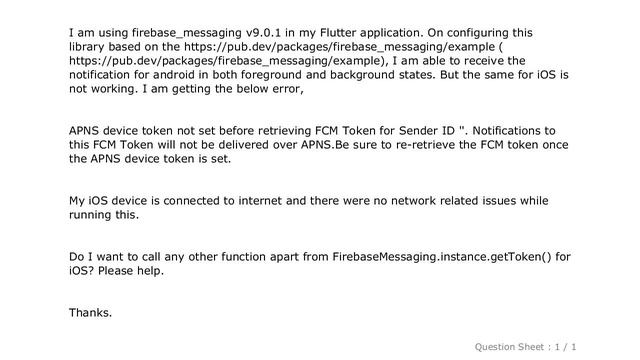 iOS : Flutter FCM iOS Issue - APNS device token not set before retrieving FCM Token смотреть онлайн