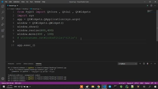 تعلم بايثون pyqt5 : درس 7 : تغيير عنوان البرنامج الخاص بنا بكل سهولة title pyqt5 смотреть онлайн