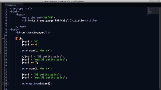 Le transtypage : initiation PHP & MySql смотреть онлайн