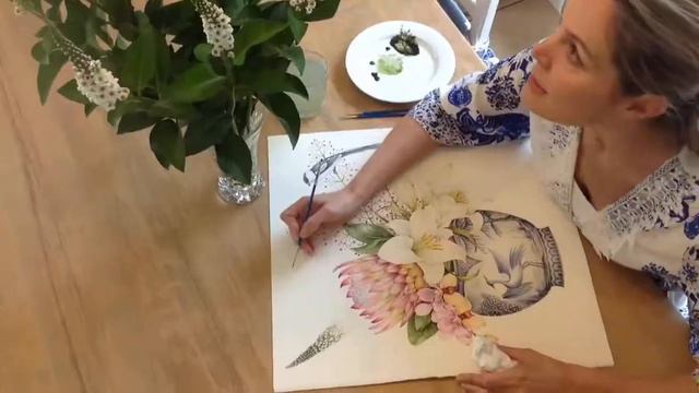 Kelly Higgs Painting Protea and Lilies смотреть онлайн
