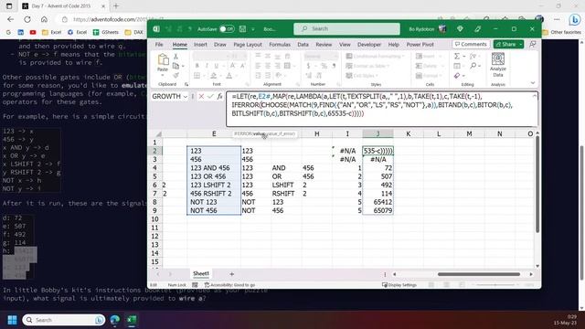 Advent of Code 2015 Day 7: Some Assembly Required using Excel. смотреть онлайн