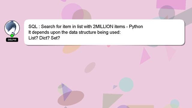 SQL : Search for item in list with 2MILLION items - Python смотреть онлайн