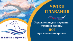 Упражнения для изучения техники работы НОГ при плавании кролем