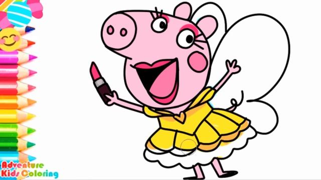 Baby Panda Coloring Pages | Learn Colors for Kids Coloring Book and Peppa pig drawing смотреть онлайн