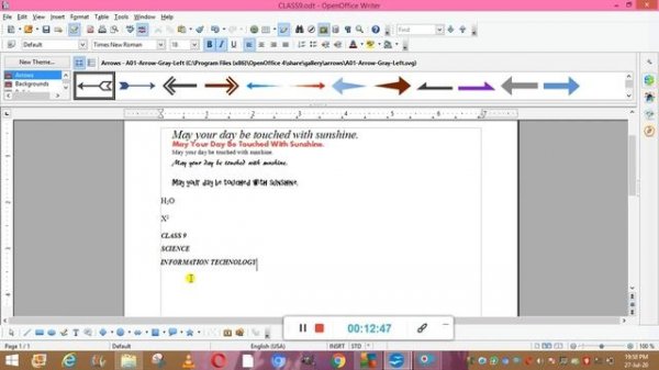 Formatting text in open office writer
