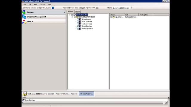 EMC NetWorker Module for Microsoft 3.0 Exchange Alternate Mailbox Recovery смотреть онлайн
