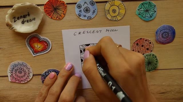 Уроки зентангла. Тангл Crescent Moon смотреть онлайн