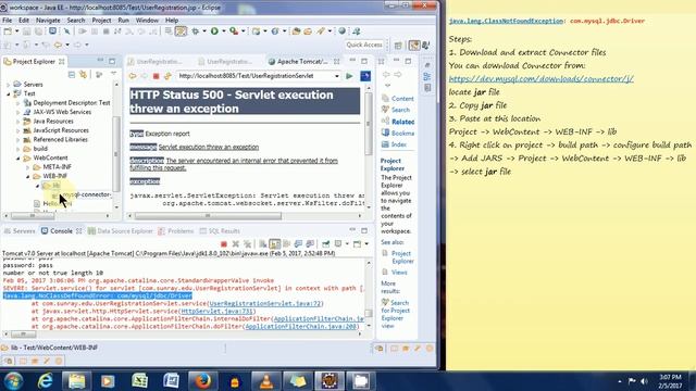 Eclipse MYSQl Connector Error java.lang.ClassNotFoundException: com.mysql.jdbc.Driver смотреть онлайн