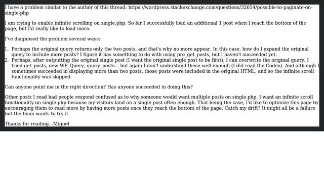 Wordpress: Enable infinite scroll on single.php смотреть онлайн